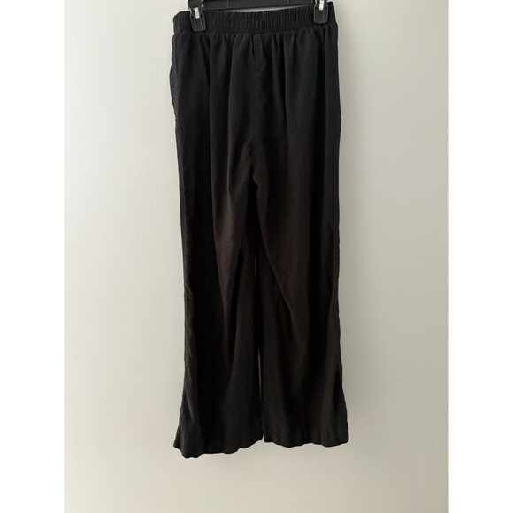 Briggs Linen Blend Wide Leg Pants Size M Black Beachy Lagenlook Boho Festival - Picture 3 of 16